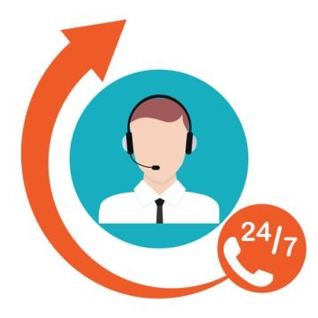 Call center, 24 hour call center operator icon. Customer support. Vector illustration. Vector.